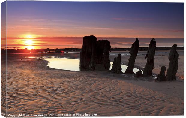 Ardrossan Wreck Beach Sunset Canvas Print by Paul Messenger