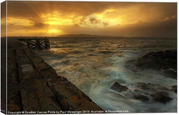 Sunset over Cumbrae Canvas Print by Paul Messenger