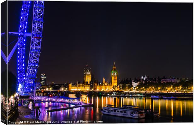 London Eye & Big Ben Canvas Print by Paul Messenger