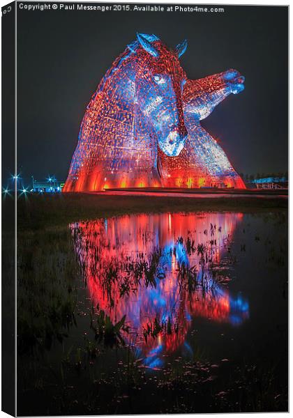  Red Kelpie Night Time Canvas Print by Paul Messenger