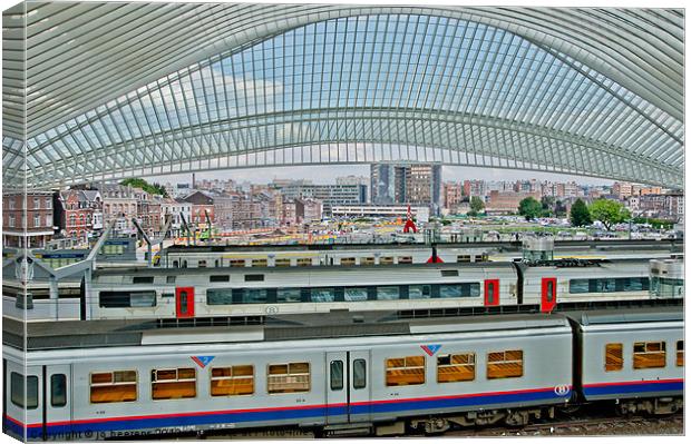 trains, rocket and automobiles Canvas Print by Jo Beerens