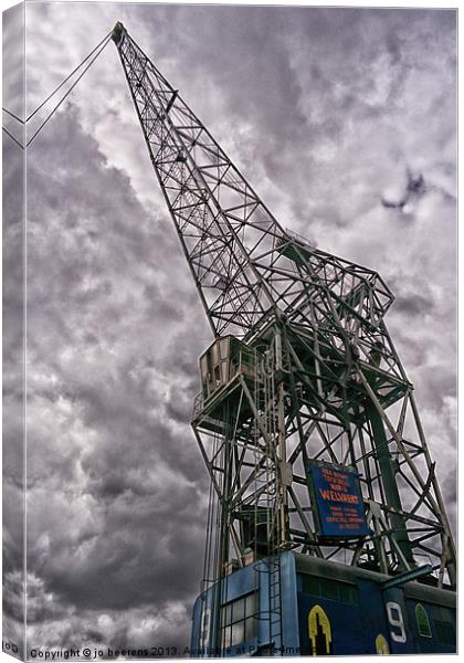 antwerp crane Canvas Print by Jo Beerens