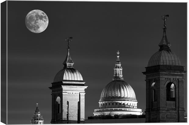 Moon Over St Pauls Canvas Print by Dean Messenger