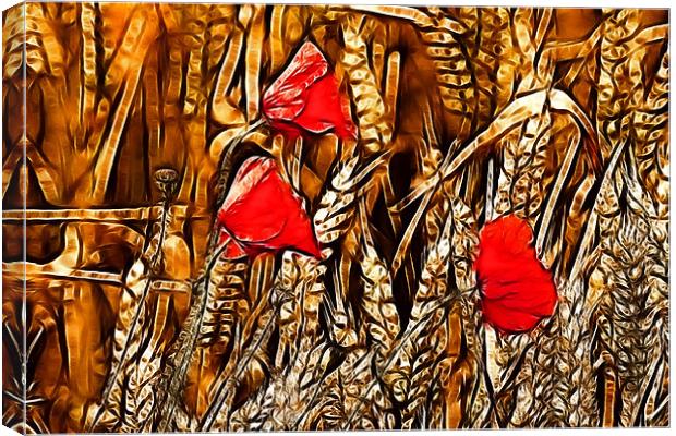 Poppies among the cornfields Canvas Print by Dean Messenger
