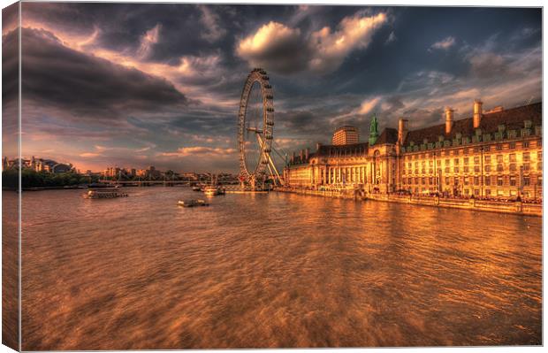 London Eye Sunset Canvas Print by Dean Messenger