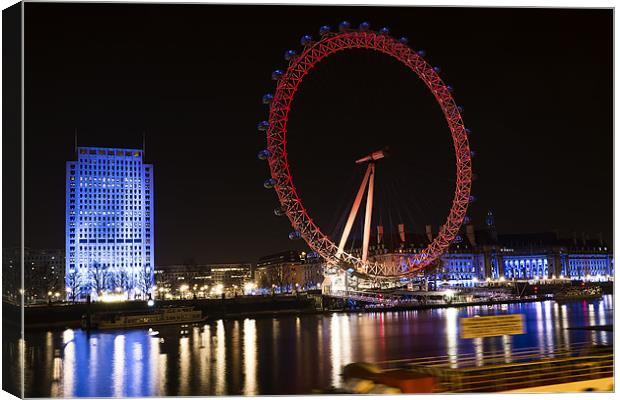 London eye at night Canvas Print by Dean Messenger