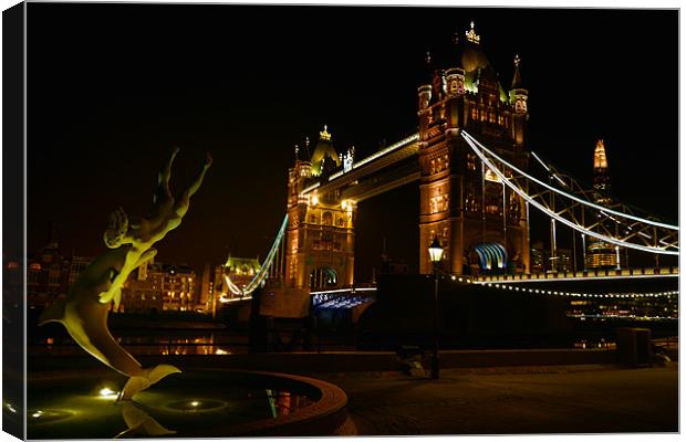 Tower Bridge and Dolphin Canvas Print by Dean Messenger