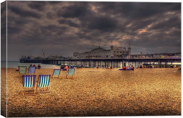 Brighton Beach deckchairs Canvas Print by Dean Messenger