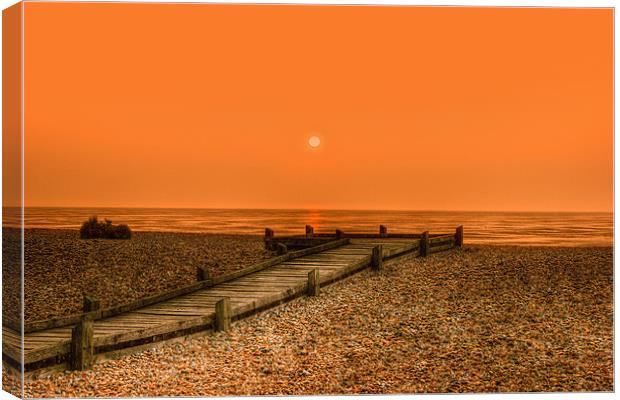 Dungeness Boardwalk Sunrise Canvas Print by Dean Messenger