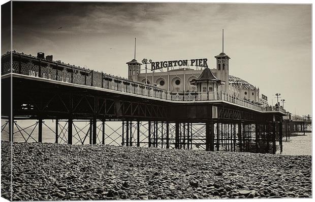 Brighton Pier Sepia toned Canvas Print by Dean Messenger