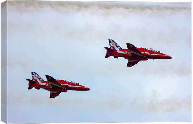 Red Arrows Duo Canvas Print by Dean Messenger