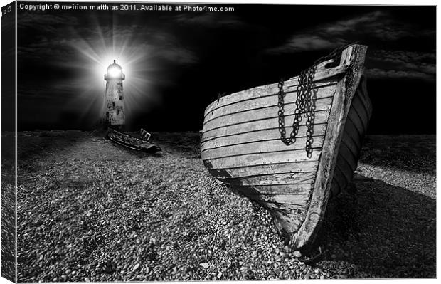 fishing boat graveyard after dark Canvas Print by meirion matthias