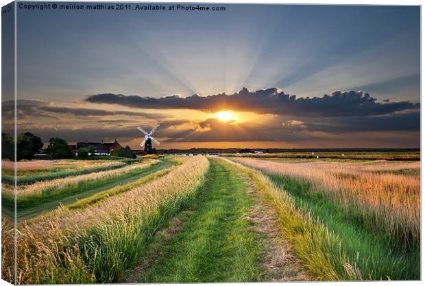 windmill at sunset Canvas Print by meirion matthias