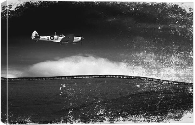 low flying silver spitfire Canvas Print by meirion matthias