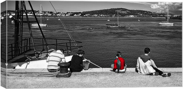 catching crabs in red Canvas Print by meirion matthias
