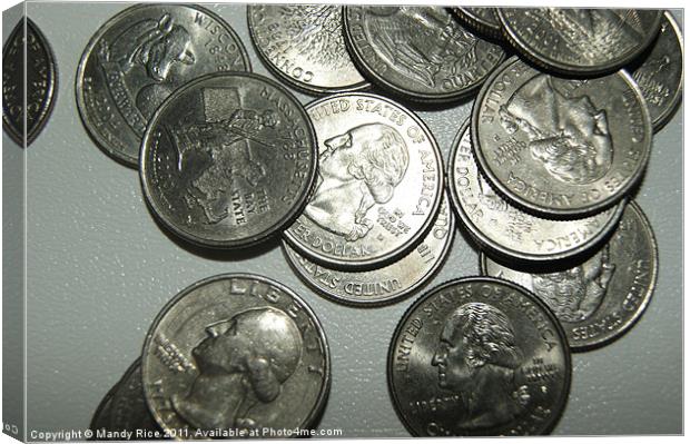 American Quarter Dollar Coins Canvas Print by Mandy Rice