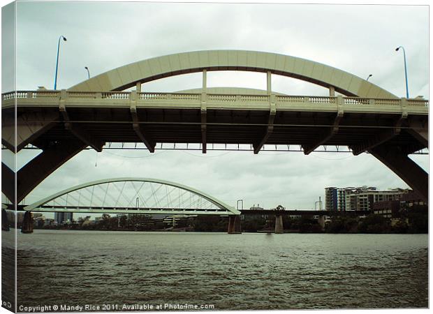 Bridges across the Brisbane River Canvas Print by Mandy Rice