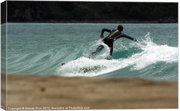 Falling Surfer Canvas Print by Mandy Rice