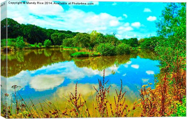  Clouds reflected in the lake Canvas Print by Mandy Rice