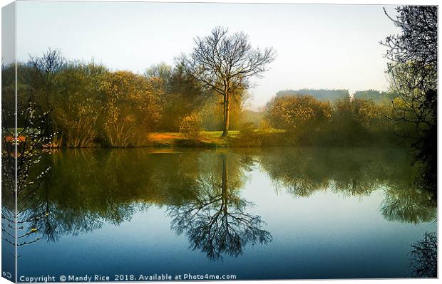 Mist across the lake Canvas Print by Mandy Rice