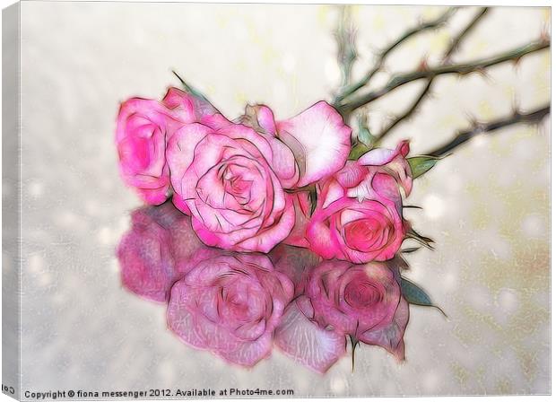 Three Roses Reflected Canvas Print by Fiona Messenger