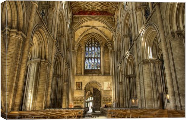 Peterborough Cathedral Arches Canvas Print by Fiona Messenger