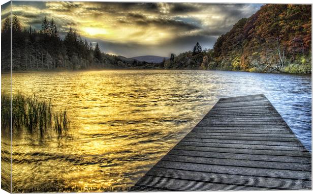 Loch Ard Sunset at the Jetty Canvas Print by Fiona Messenger