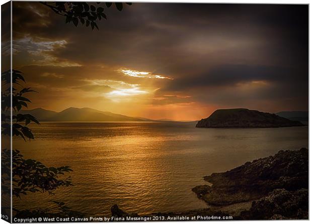 Sunset at Lismore Island Canvas Print by Fiona Messenger