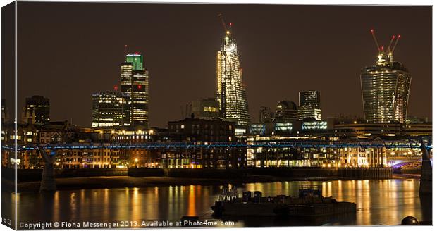 London by night Pano version Canvas Print by Fiona Messenger
