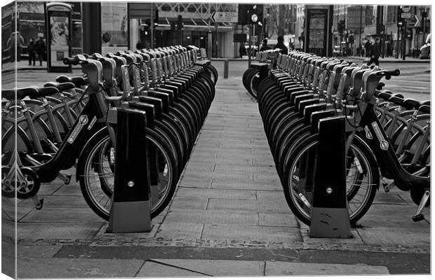 London bikes Canvas Print by karen shivas