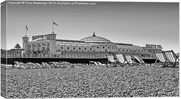 Brighton pier in black and white Canvas Print by Sara Messenger