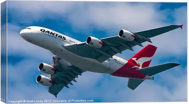 Qantas A380 Canvas Print by Mark Lucey