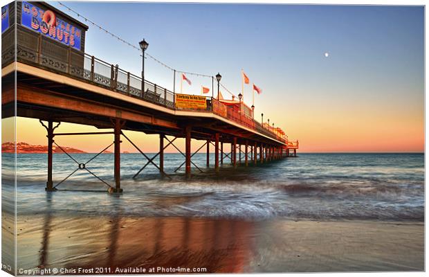 Paignton Pier in Pink Canvas Print by Chris Frost
