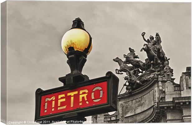 Parisian Metro Sign Canvas Print by Chris Frost