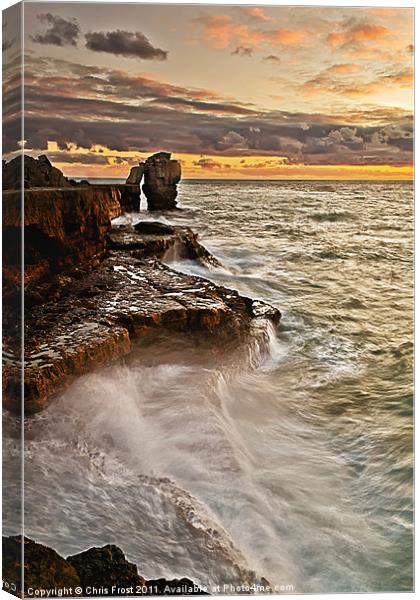Sunset at the Rock Canvas Print by Chris Frost