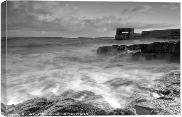 Craster Harbour Waves Canvas Print by Chris Frost