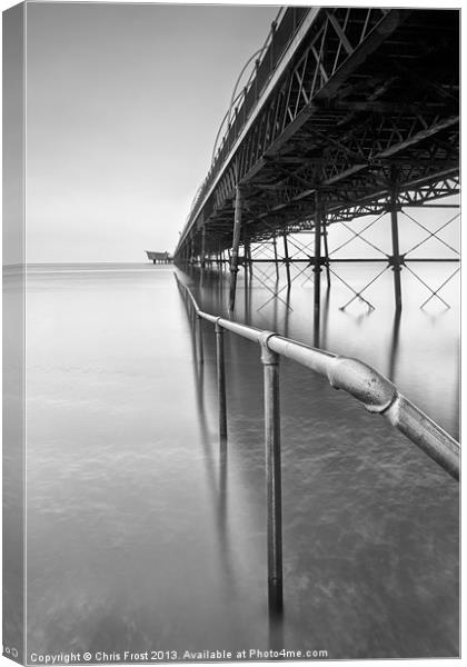 Southport Pier Rail Canvas Print by Chris Frost