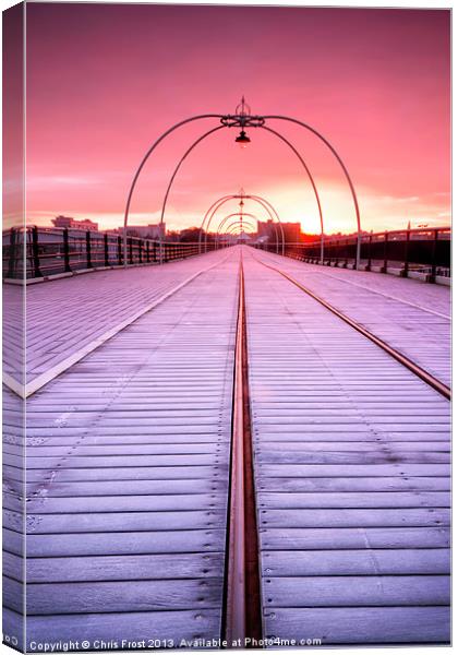 Wintery Sunrise @ Southport Pier Canvas Print by Chris Frost