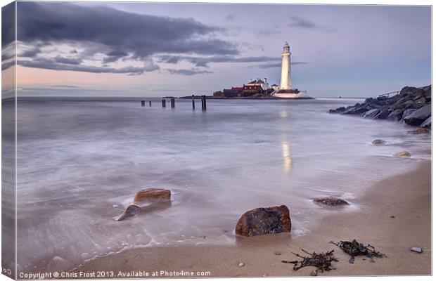 St Marys Lighthouse Reflections Canvas Print by Chris Frost