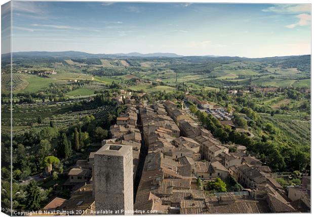 Looking Over San Gimignano Canvas Print by Neal P