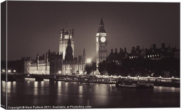 Westminster at Night Canvas Print by Neal P