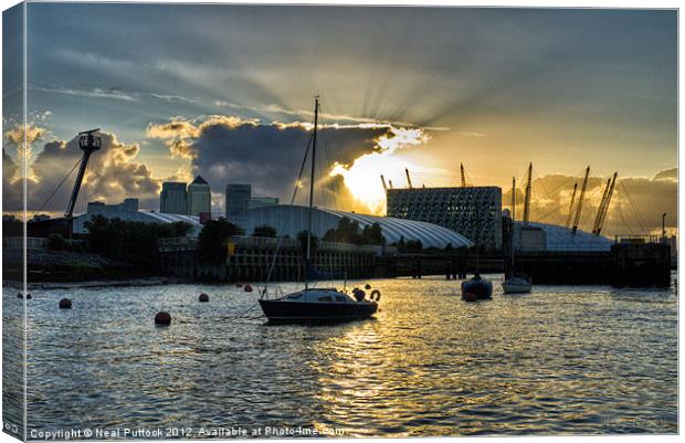 Sunset on the O2 Canvas Print by Neal P