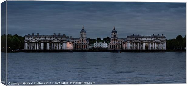 Royal Naval College at Night Canvas Print by Neal P