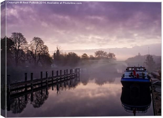  Misty Morning on the Thames Canvas Print by Neal P