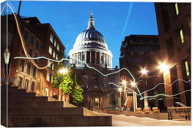 Light painting at St Pauls Cathedral Canvas Print by Caroline Opacic