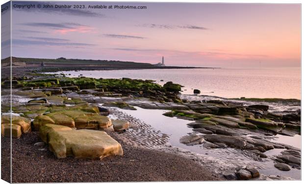 Daybreak, St Mary's Lighthouse Canvas Print by John Dunbar