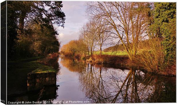Chesterfield Canal Reflections Canvas Print by John Dunbar