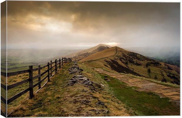 Path from Mam tor Canvas Print by John Dunbar