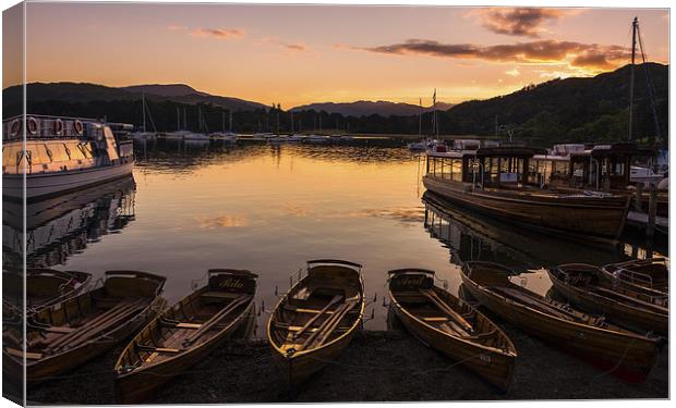 Waterhead Sundown Canvas Print by John Dunbar