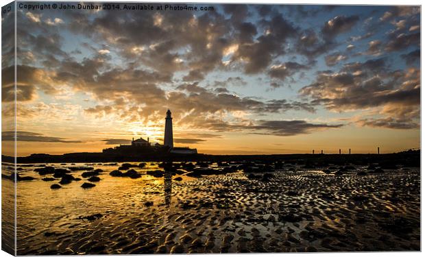 Low Tide Sunrise at the Lighthouse Canvas Print by John Dunbar